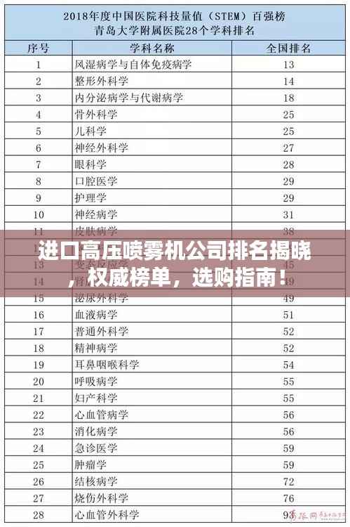 进口高压喷雾机公司排名揭晓,权威榜单,选购指南!