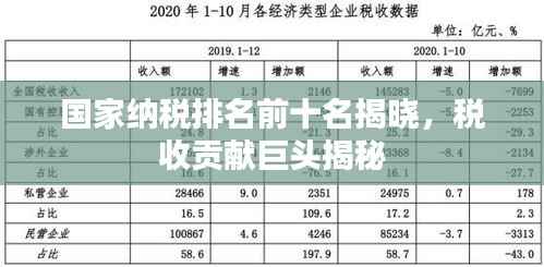 国家纳税排名前十名揭晓，税收贡献巨头揭秘
